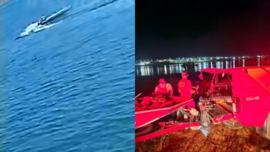 Bombeiros em operação de busca no Lago das Brisas, Buriti Alegre.