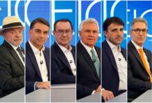 Candidatos presidenciais de 2026 em debate.