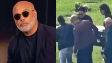 Renner Reis carregando o caixão de Rick Sollo em cerimônia de despedida.
