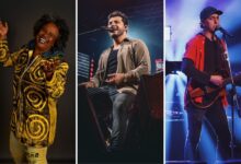 Artistas Sandra de Sá, Murilo Huff e Zeca Baleiro em apresentações durante o Festival Viva Goiânia.