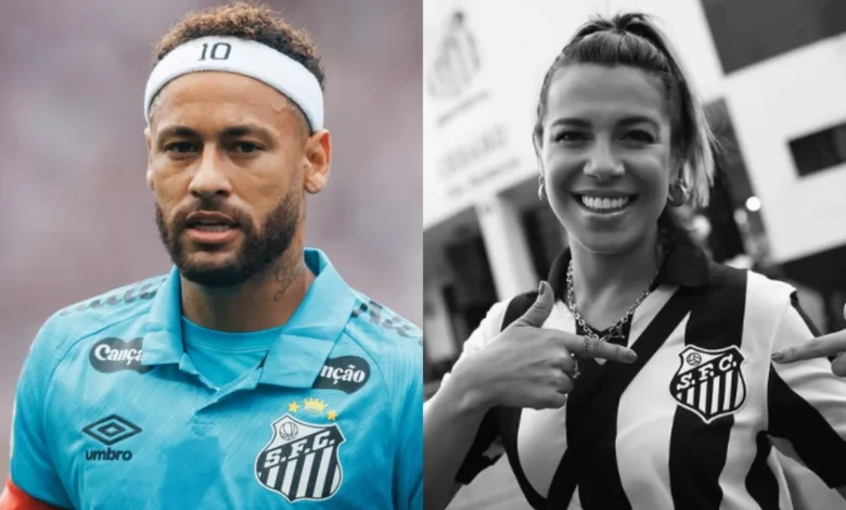 Neymar Júnior em campo pelo Santos, prestando homenagem a Naty Potira.