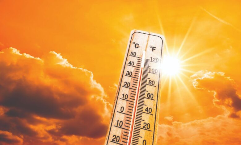 Termômetro marcando altas temperaturas em Goiás.