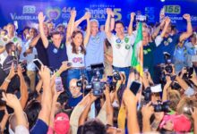 Ronaldo Caiado e Daniel Vilela em evento de campanha.