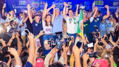 Ronaldo Caiado e Daniel Vilela em evento de campanha.