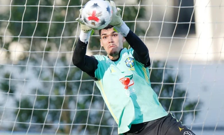 Jogadores da Seleção Brasileira durante treinamento.