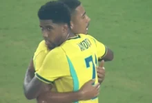 Jogadores da Seleção Brasileira durante o amistoso contra a Índia.