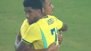 Jogadores da Seleção Brasileira durante o amistoso contra a Índia.