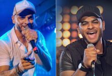 Cantor Eduardo, da dupla com Derick, em apresentação ao vivo.