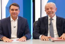 Lula e Flávio Bolsonaro em sabatina da Globo.