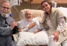 Carlos Alberto de Nóbrega ao lado do Padre Antônio Maria e da esposa, Renata de Nóbrega, no hospital.