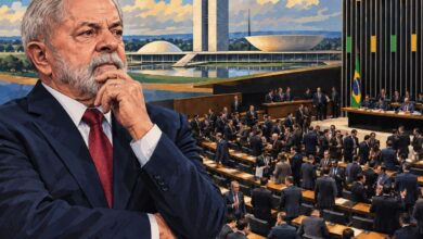 Lula durante discurso após reeleição.