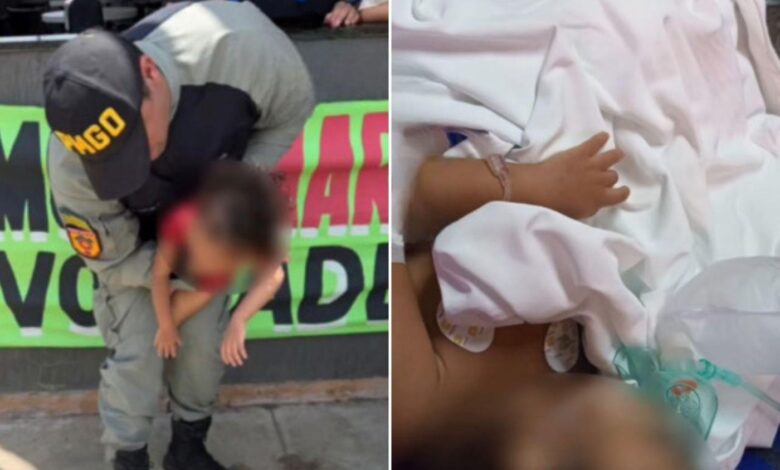 Policiais militares em ação de resgate.